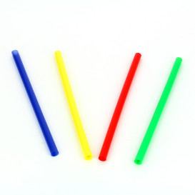 Plastic Straw for Mojito PS Straight Mixed Colors Ø0,6cm 13cm 