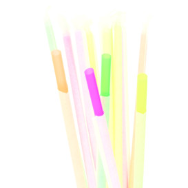 Plastic Straw Straight PS Fluorescent Wrapped Ø0,6cm 20cm (1000 Units)