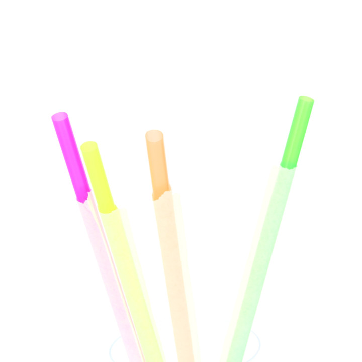 Plastic Straw Straight PS Fluorescent Wrapped Ø0,6cm 20cm (1000 Units)