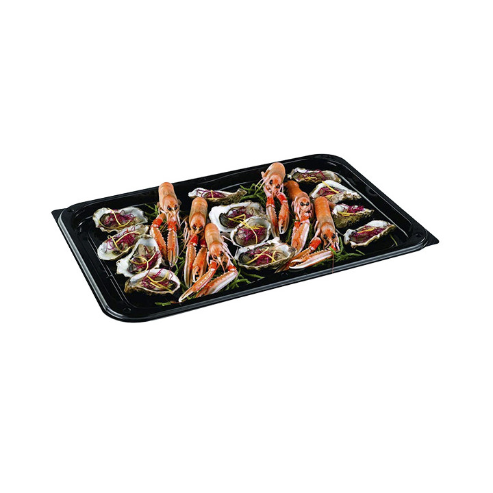 Plastic Tray with Lid Black 55x37 cm (25 Units) 