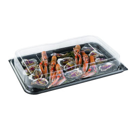 Plastic Tray with Lid Black 55x37 cm (25 Units) 