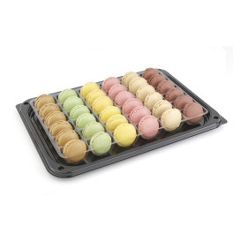 Plastic Tray with Lid Black 35x24 cm (25 Units) 