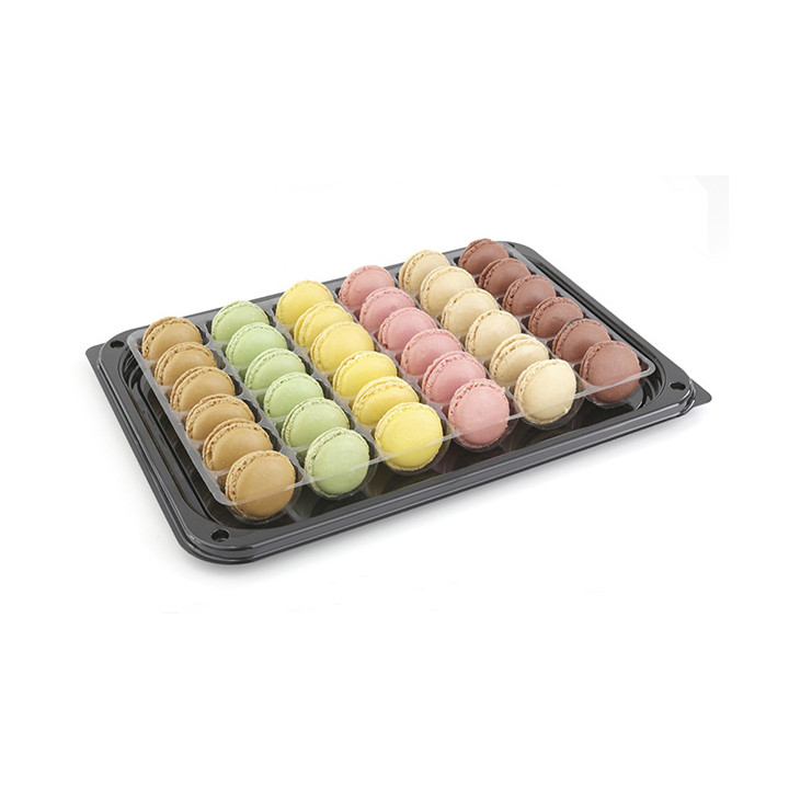 Plastic Tray with Lid Black 35x24 cm (25 Units) 