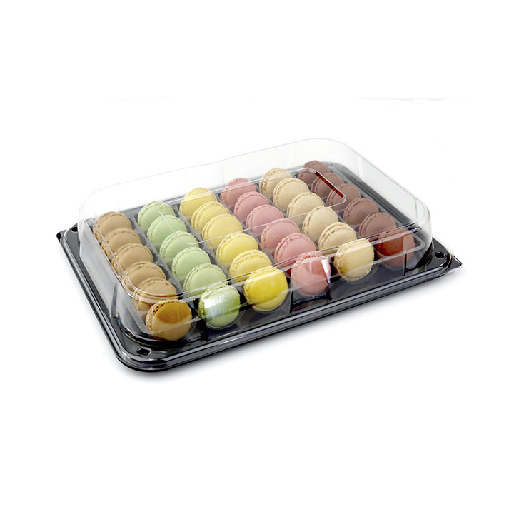 Plastic Tray with Lid Black 35x24 cm (25 Units) 