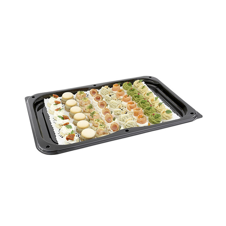 Plastic Tray with Lid Black 46x30 cm (25 Units) 