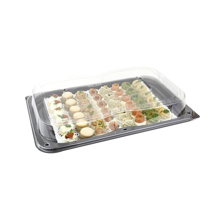 Plastic Tray with Lid Black 46x30 cm (25 Units) 