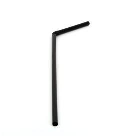 Plastic Straw Flexible PS Black Ø0,5cm 21cm (20000 Units)