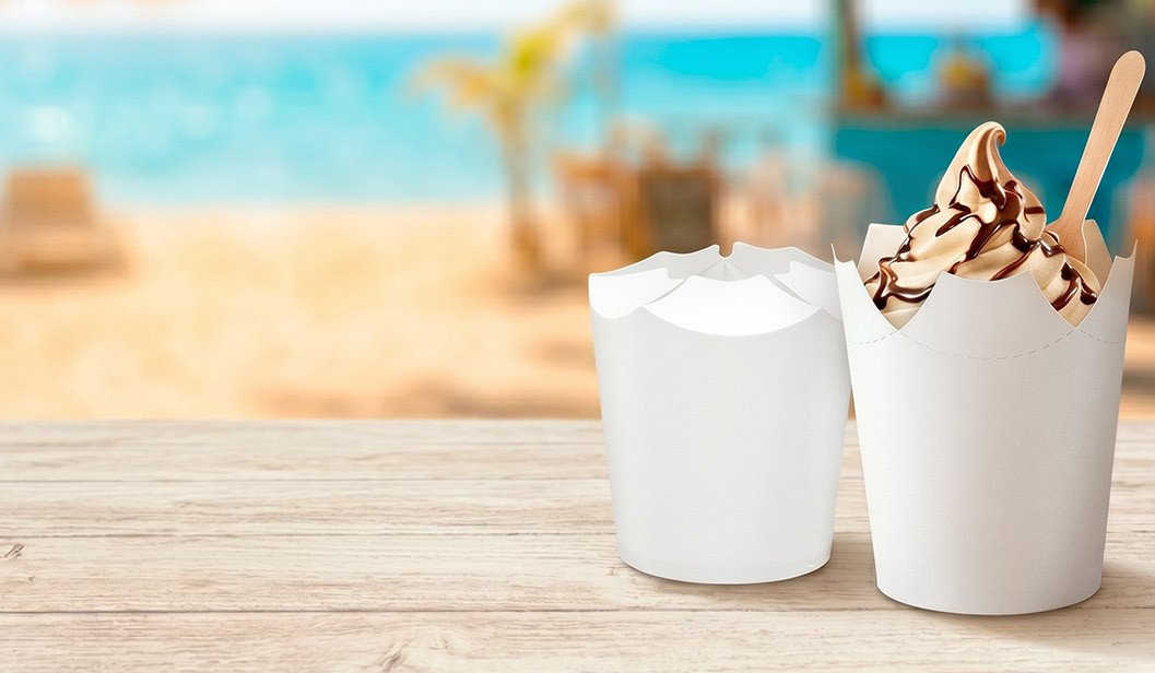 PAPER ICE CREAM CONTAINER WITH FLAPS